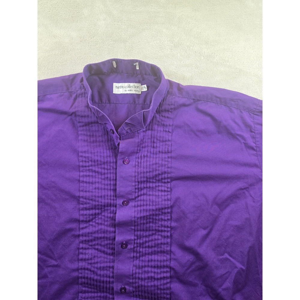 Martino Collection Henry Segal Shirt 2XL XXL Purple Pleated Long Sleeve